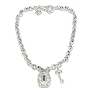 David Yurman Diamond Lock and Key Charm Bracelet